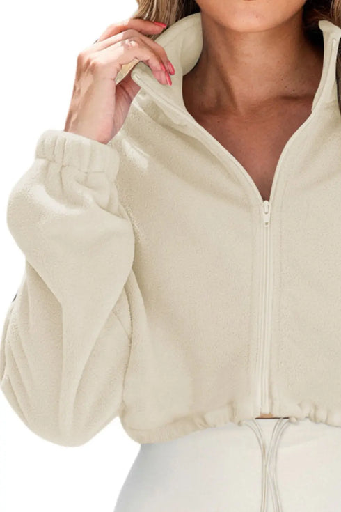'Amity' Zip Up Cropped Jacket - Celes Fashion